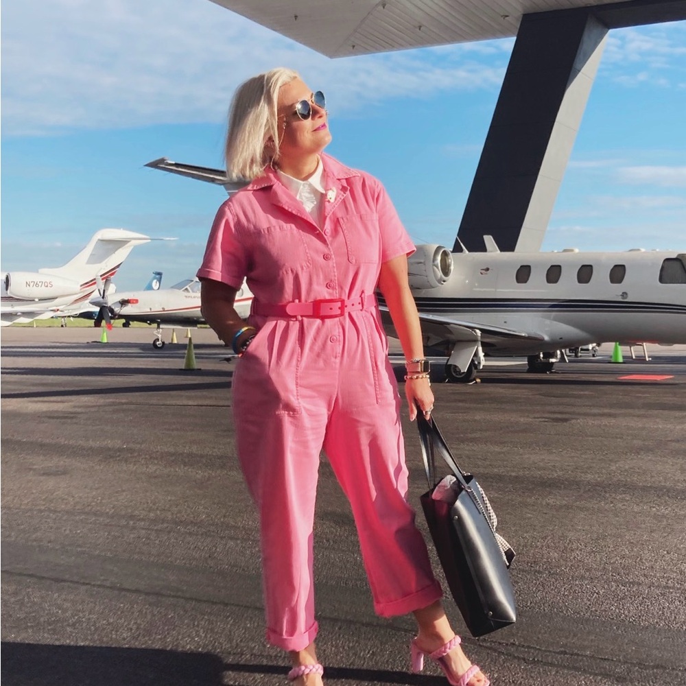 Skies Are Blue Pink Utility Jumpsuit